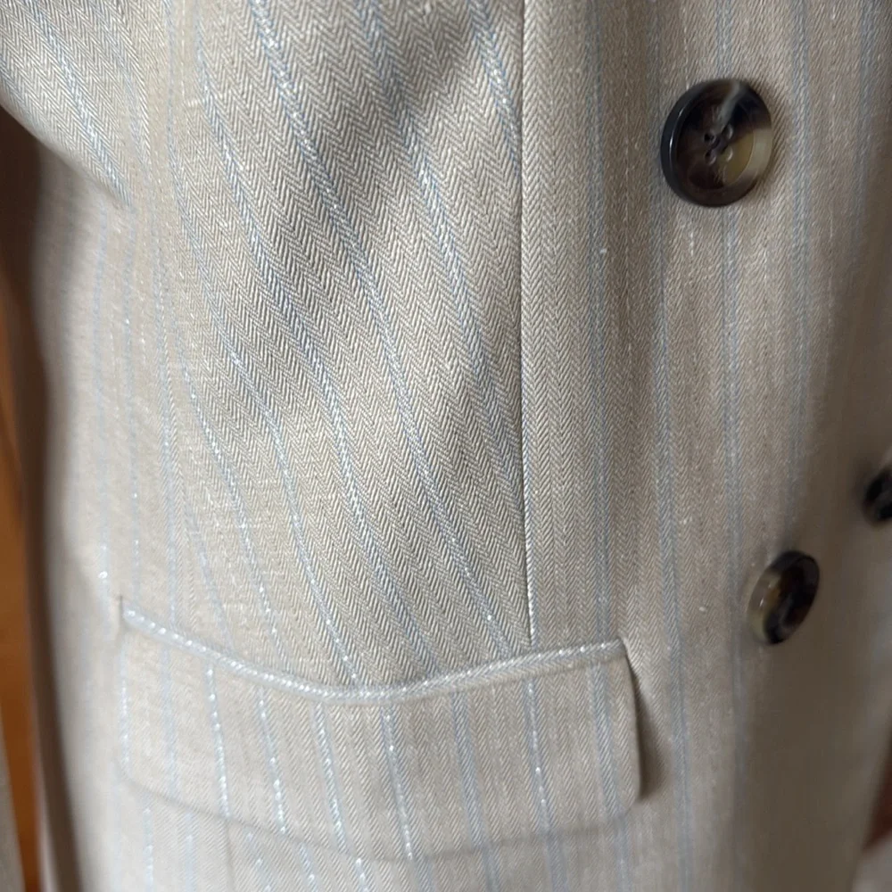 Banana Republic double breasted blazer NWT size 10. Silver and blue stripes. - Picture 3 of 6